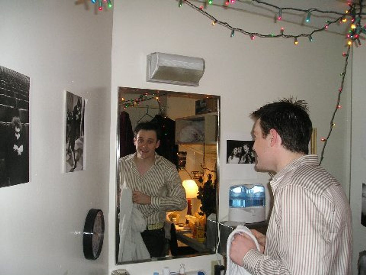 Michael Arden prepares pre-show in his dressing room at 
